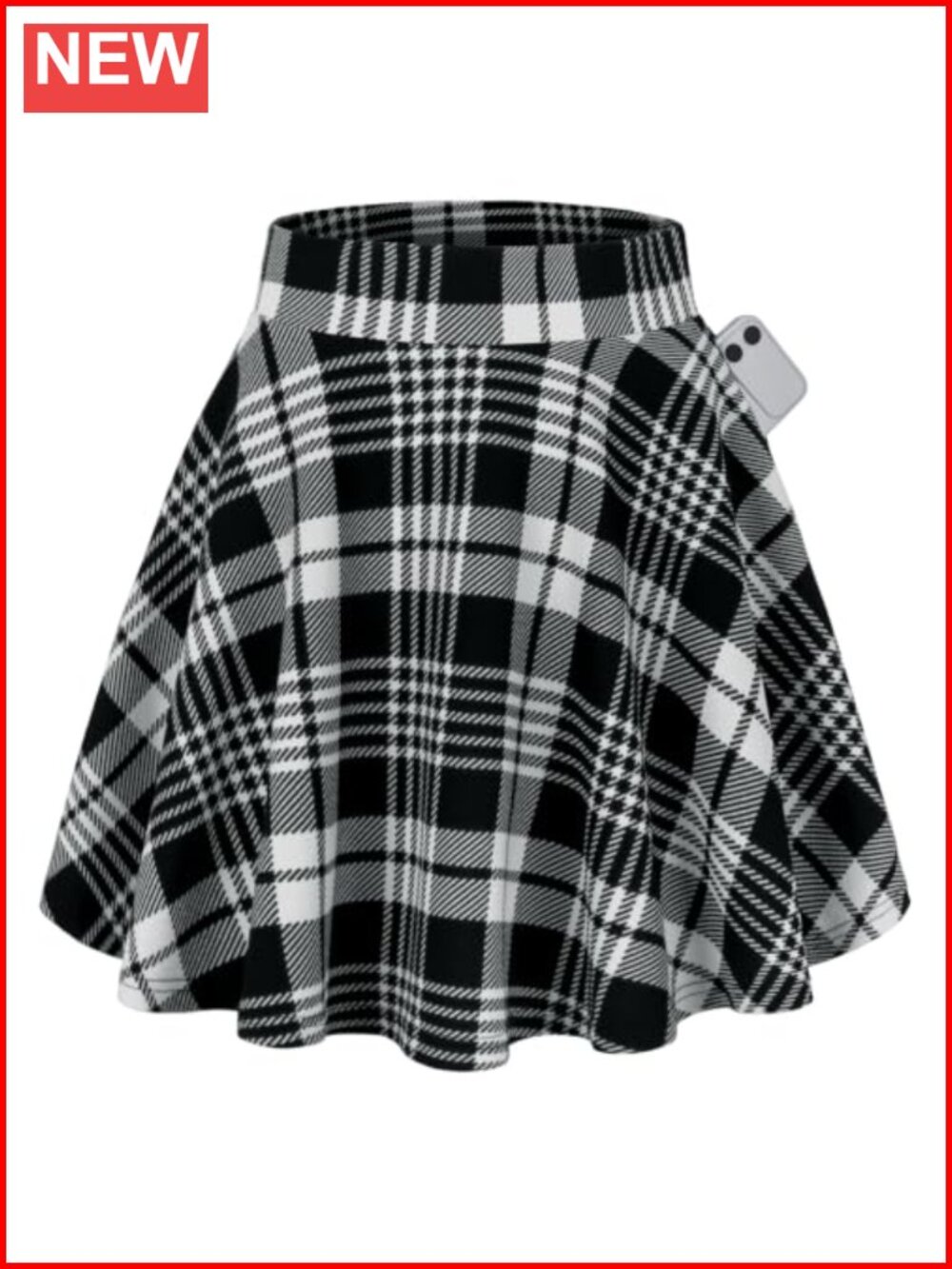 Women's A-Line Mini Skater Skirt High Waist Flared Pockets Casual Party